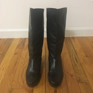 Black Leather Below the Knee Boot